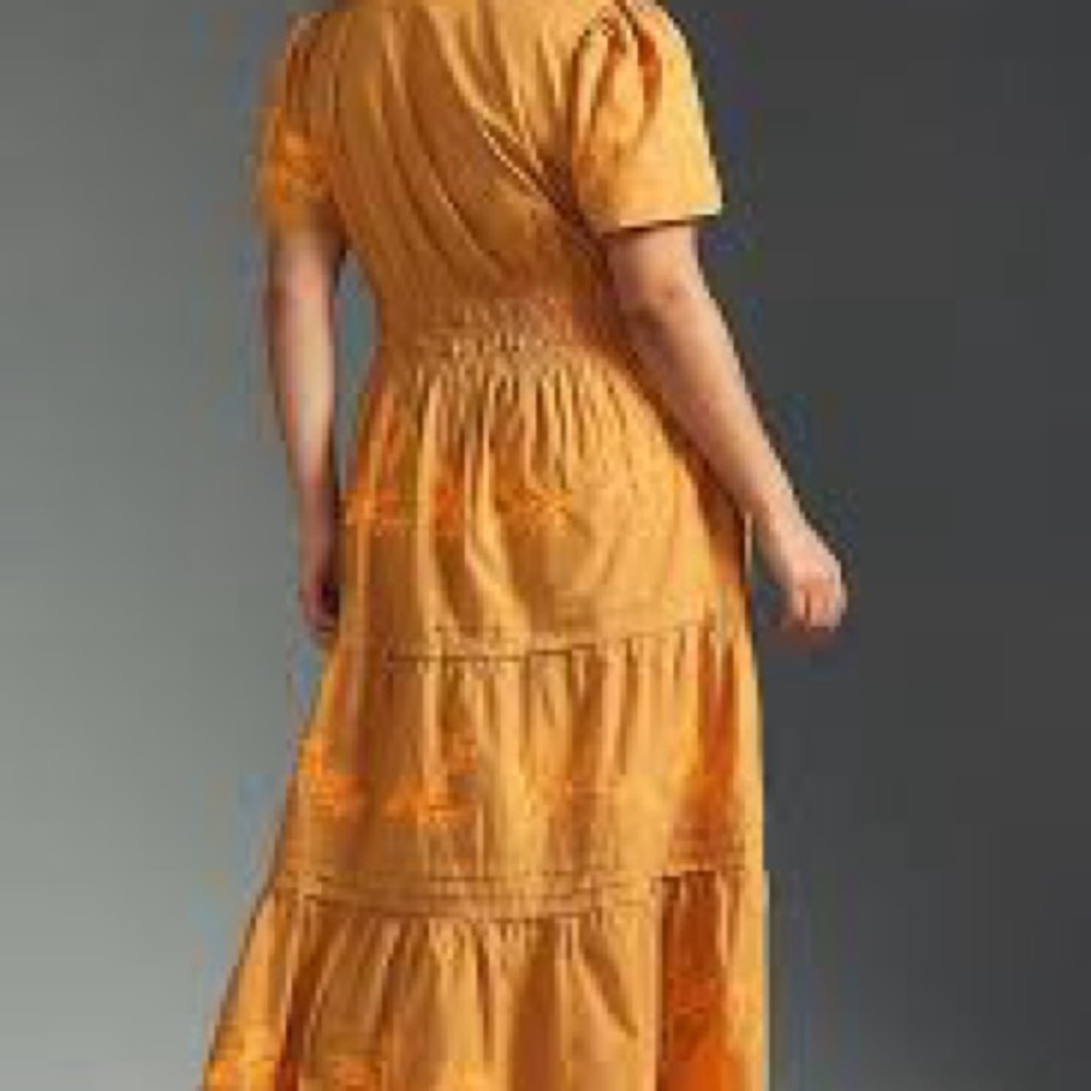 ANTHROPOLOGIE The Somerset Maxi Dress Embroidered Edition Orange - Picture 2 of 9